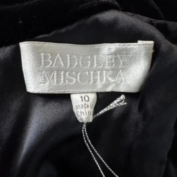 Badgley Mischka Black Velvet cocktail dress beaded size 10 NWT $595 - Picture 7 of 12